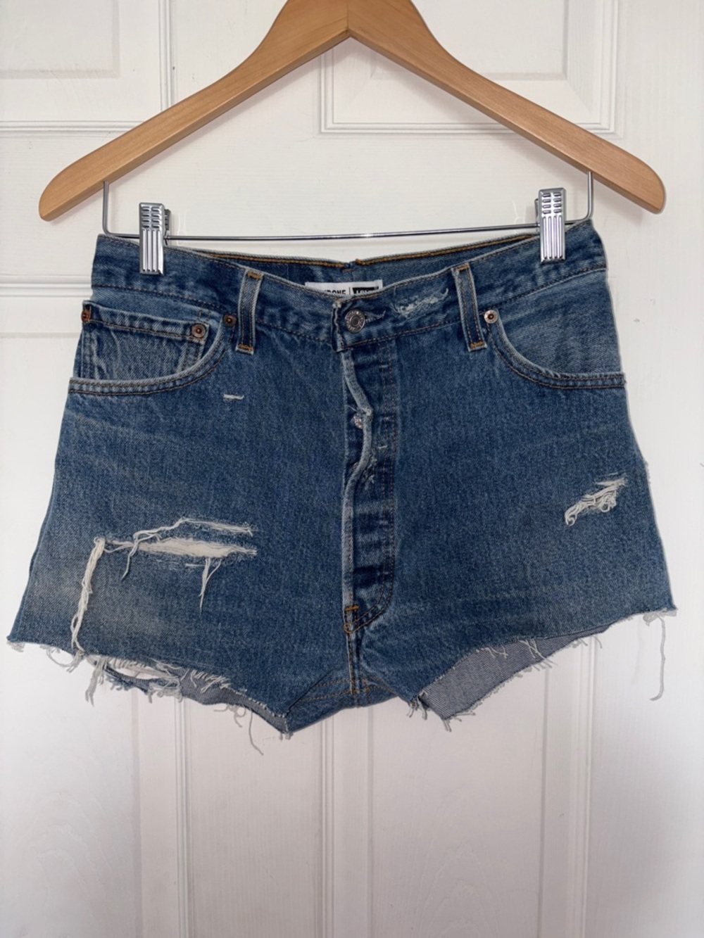 Re/Done x Levi’s Cut Off Denim Shorts Blue Size 26